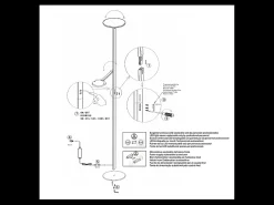 Regina - Lámpara de pie LED negra de metal H.180 cm Fabas Luce - 2 luces de 36W y 12W con LED integrado 3000K