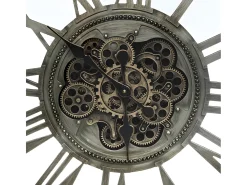 Reloj de Pared con Mecanismo Aparente de Metal Envejecido de 80 cm de Diámetro