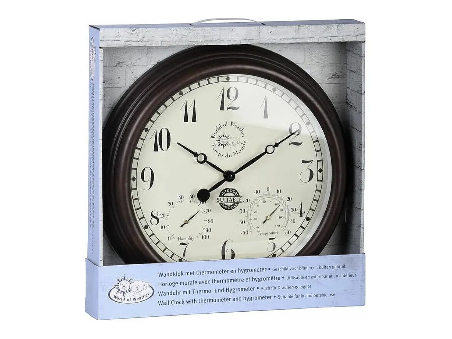Clearance World Of Weather Reloj termómetro/higrómetro para exteriores Marru00f3n