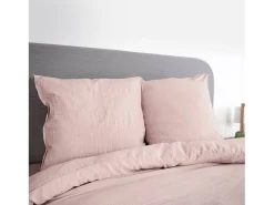 Ropa de cama de microfibra lavada color rosa, 2 plazas