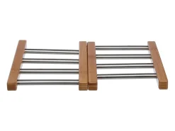 Salvamanteles Extensible de Bambú y Acero Inoxidable Gris 35cm