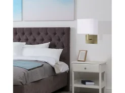 Aplique Para Pared^Searchlight 1 ljus inomhusvgglampa antik mssing med vit rektangulr skrm, E27 Camel