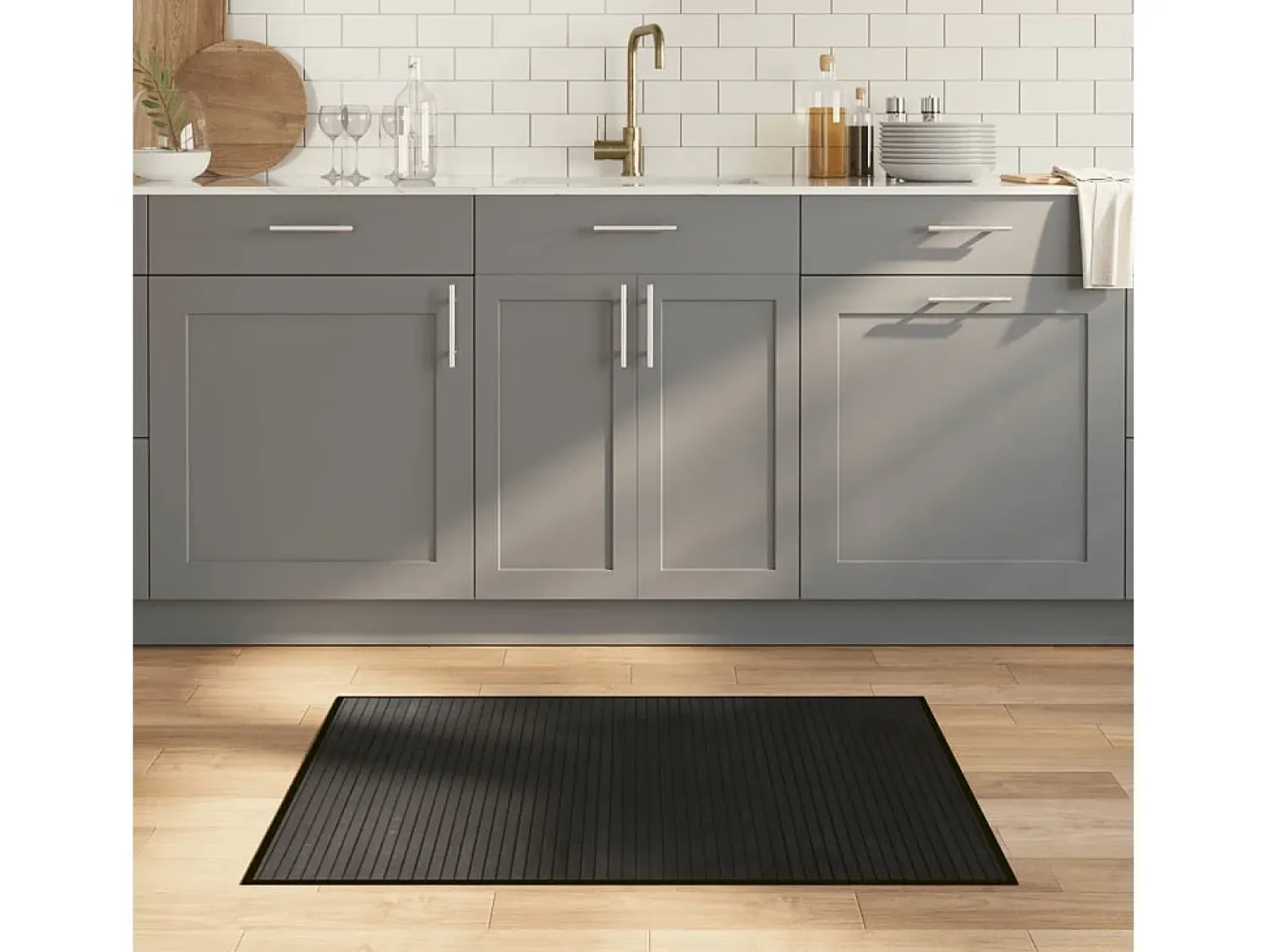 Clearance Garden Furniture Senad Alfombra rectangular bambú 70x100 cm Negro