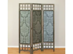 Biombo^Separador de habitación 170x120x2 cm Marrón Gris con patrón Negro / Marru00f3n