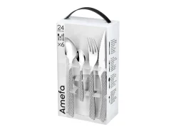 Best Amefa Set de 24 cubiertos Geo acero inoxidable gris Gris / Blanco