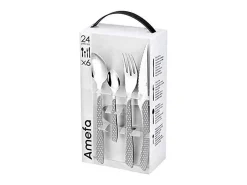 Best Amefa Set de 24 cubiertos Geo acero inoxidable gris Gris / Blanco