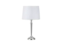 AKUNADECOR Lámpara De Mesa^Sobremesa Cromo Con Pantalla Blanca Modelo Alamo 1 Luz, Plateado