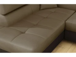 Les Tendances Espejo De Pared|Espejo^Sofá esquinero convertible en terciopelo con reposacabezas elevables - Colección Marka-Marrón/Marrón claro-Ángulo izquierdo Marru00f3n