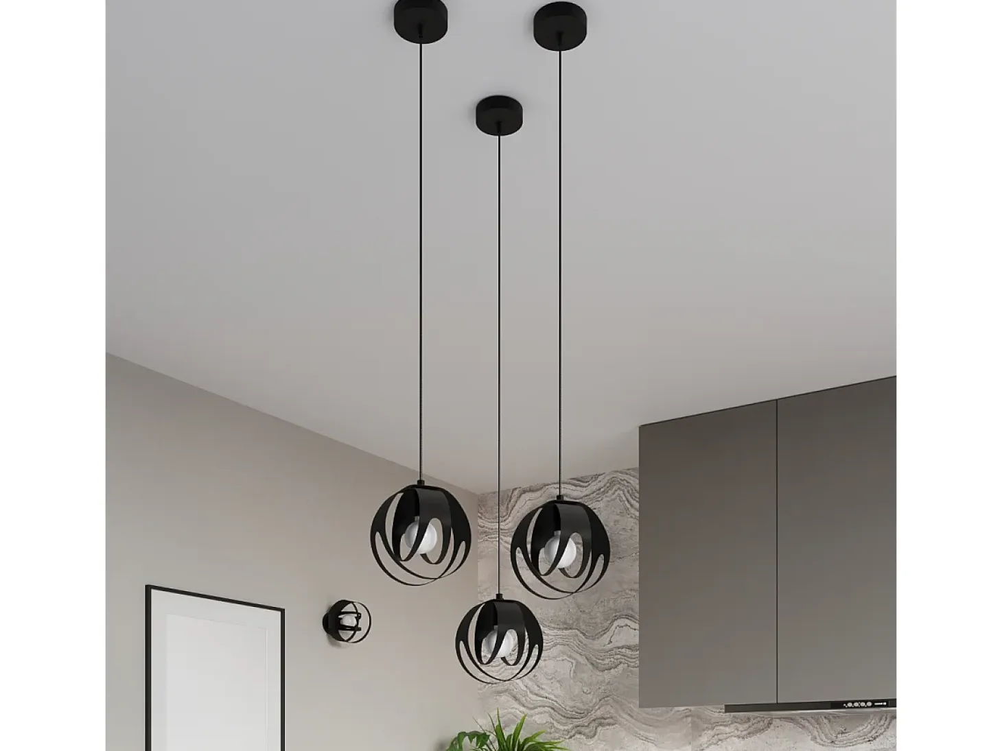 Sollux Lighting Tulos Lámpara de Techo Colgante Bar, Negro, 3x E27