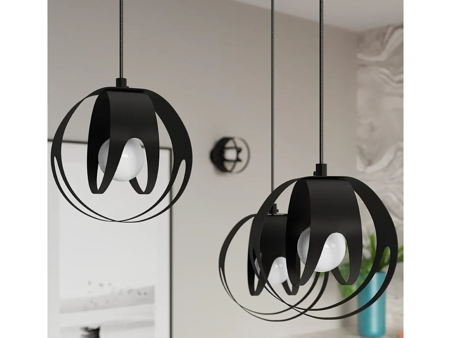 Sollux Lighting Tulos Lámpara de Techo Colgante Bar, Negro, 3x E27