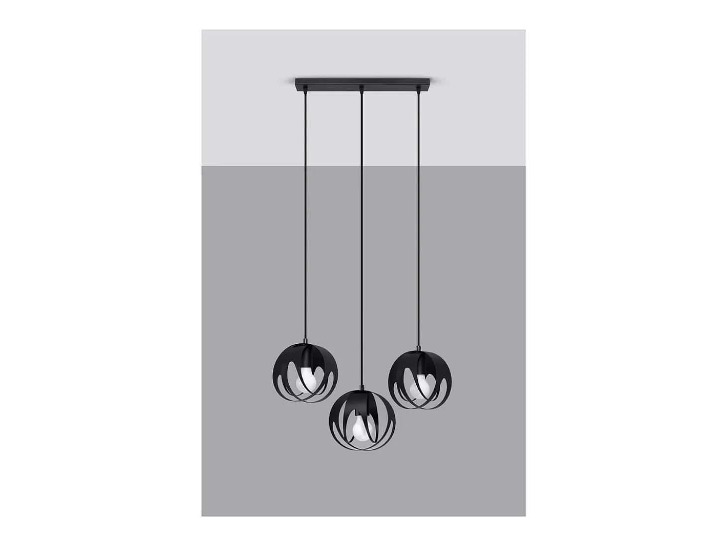Sollux Lighting Tulos Lámpara de Techo Colgante Bar, Negro, 3x E27
