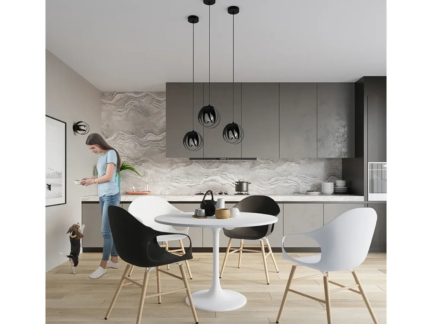 Sollux Lighting Tulos Lámpara de Techo Colgante Bar, Negro, 3x E27