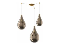 Sosp. Ottone Sat. 3 Luci Spostabile Vetri (1 Piccolo+1 Medio+1 Grande) Tutti Bronzo
