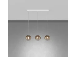 Sospensione Bianco 3 Luci Rettangolare Vetri Bronzo