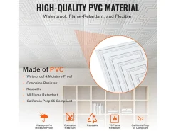Online Tejas Autoadhesivas PVC SucceBuy Placas de Techo Pack de 12 60.96CM x 60.96CM PVC Instalación Fácil Eco Estilo Blanco
