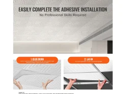 Online Tejas Autoadhesivas PVC SucceBuy Placas de Techo Pack de 12 60.96CM x 60.96CM PVC Instalación Fácil Eco Estilo Blanco