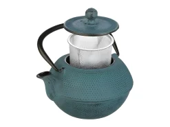 Tetera de hierro fundido azul de 1,2L con filtro removible de acero inoxidable
