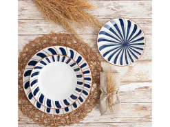Vajilla Oceanika Bidasoa 18 piezas 6 servicios porcelana azul/marrón