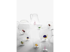 Vaso de vidrio borosilicato, Pez, celeste/amarillo 350 ml, Animal Farm