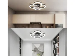 Ventilador de techo LED NETTLIFE con iluminación - 40 W, silencioso, negro, con control remoto, temporizador regulable de 6 velocidades