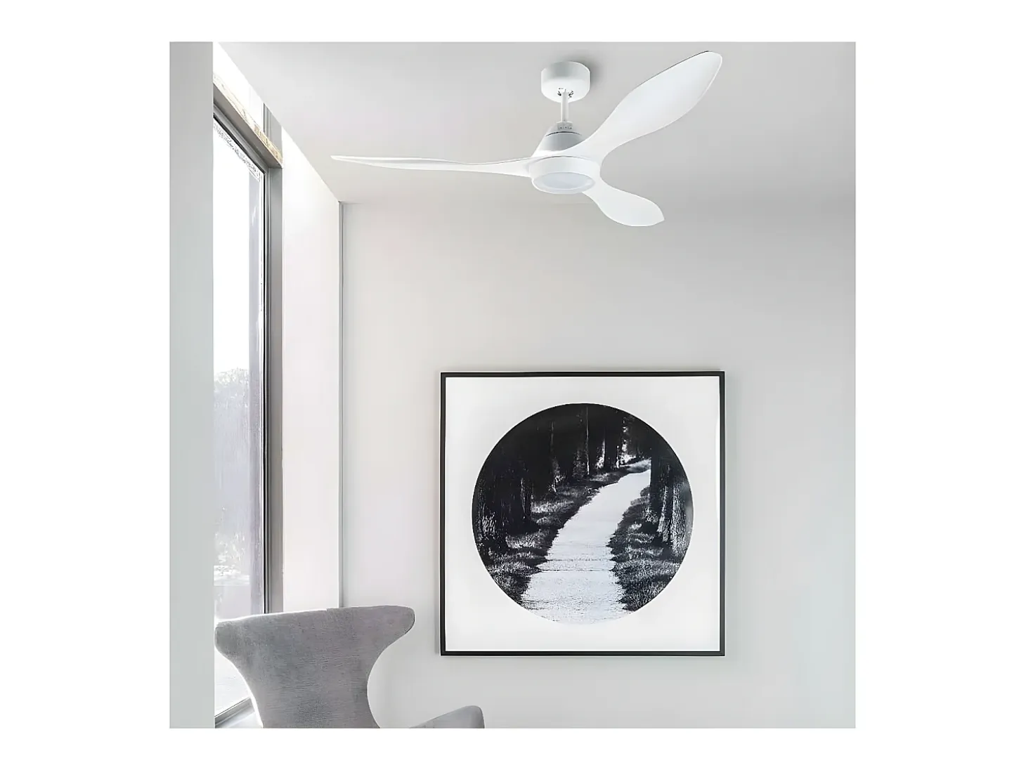 Ventilador Modelo Polaris Led Con Motor Dc Acabado Blanco
