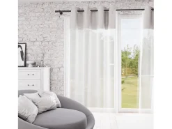 Soleil d'ocre Ropa De Casa^Visillo con ojales de algodón 135x250 cm ROMANCE Topo