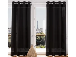 Visillo con ojales jacquard TERCIOPELO antracita