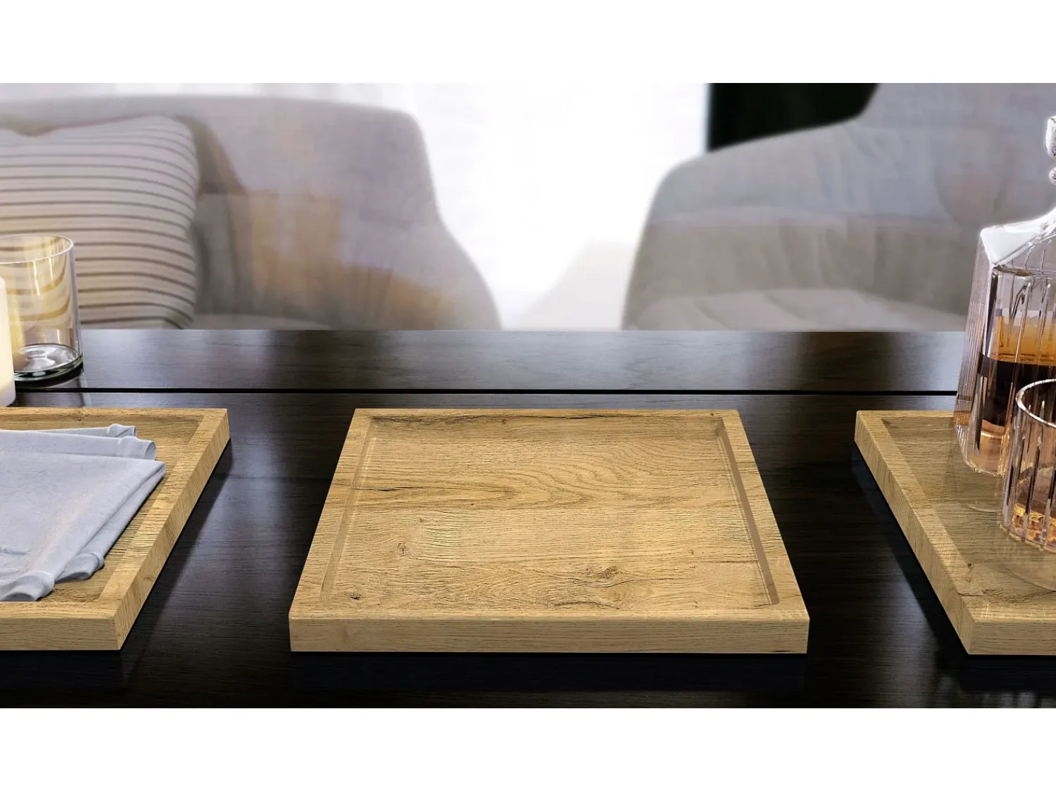 Discount Vladon Cuenco decorativo Maya, moderno Plato decorativo cuadrado, Roble natural (20 x 1,8 x 20 cm) Color natural claro