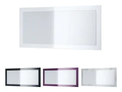 Sale Vladon Espejo Lima, Espejo de pared con Marco moderno, Blanco de alto brillo (89 x 45 cm) Crema
