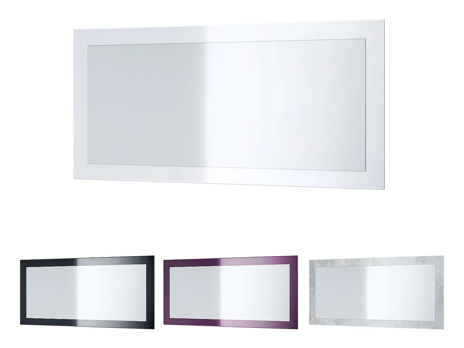 Sale Vladon Espejo Lima, Espejo de pared con Marco moderno, Blanco de alto brillo (89 x 45 cm) Crema