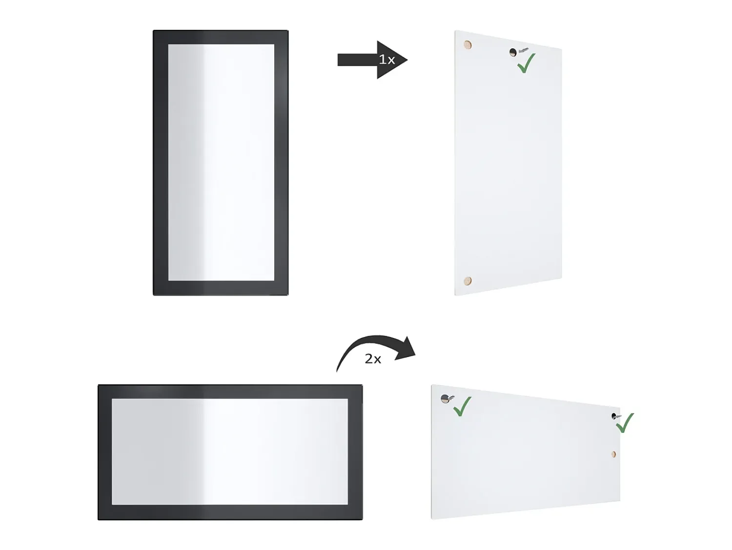 Sale Vladon Espejo Lima, Espejo de pared con Marco moderno, Blanco de alto brillo (89 x 45 cm) Crema