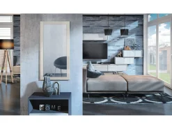 Sale Vladon Espejo Lima, Espejo de pared con Marco moderno, Blanco de alto brillo (89 x 45 cm) Crema