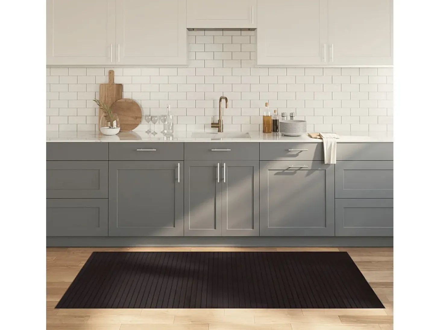 Wakil Alfombra rectangular bambú marrón oscuro 100x200 cm