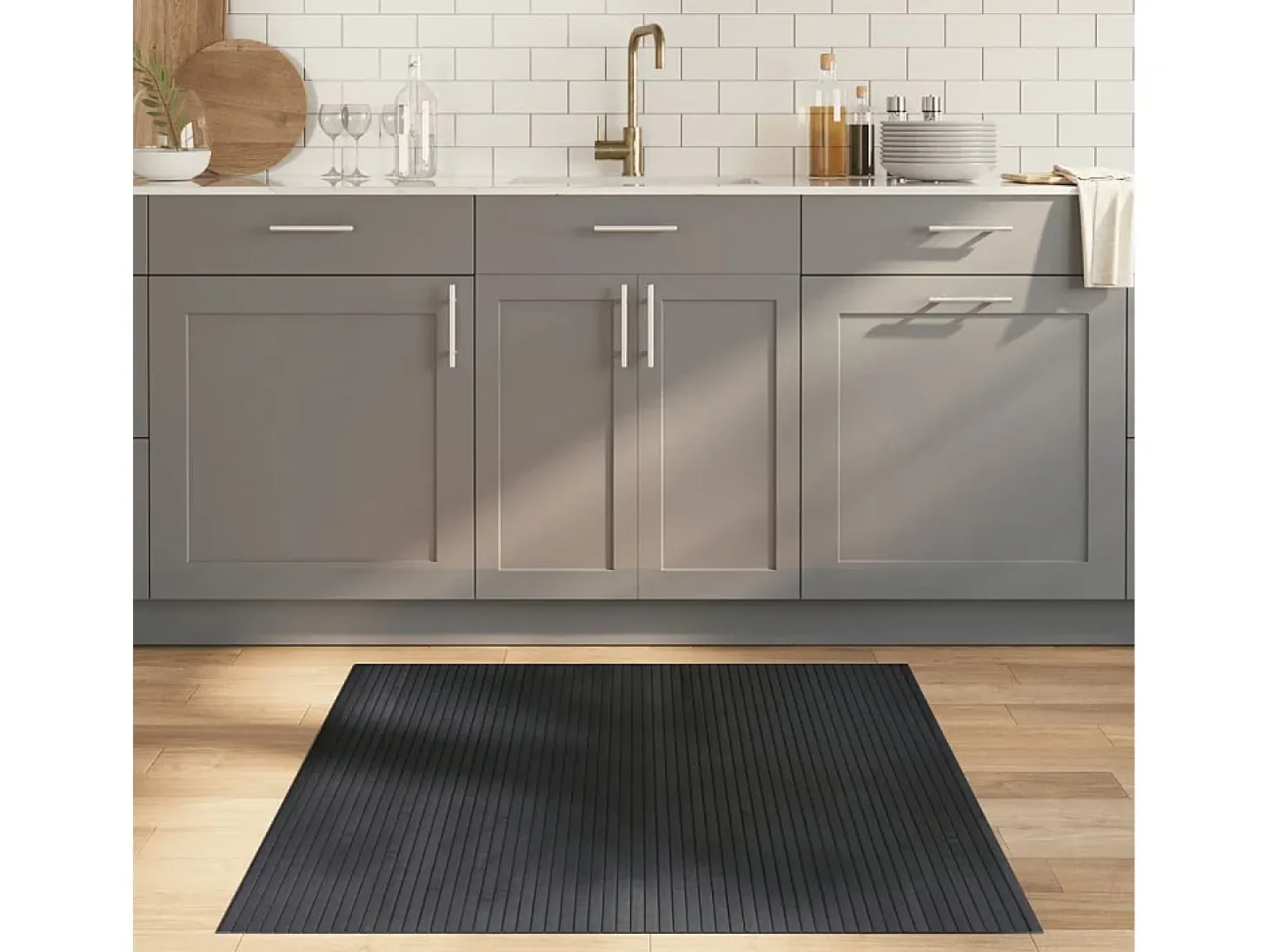 Wakil Alfombra rectangular bambú gris 100x100 cm