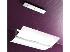 Wood Sospensione Cm.50 2 Luci Foglia Argento