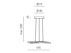 Yara Lámpara de araña LED moderna 40W Suspensión regulable 3000K luz cálida, diseño aro de aluminio blanco 57x120cm, 1900lm, LED integrado IP20