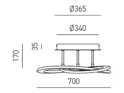 Yara Plafón LED moderno 50W regulable 3000K luz cálida, diseño aro de aluminio blanco 70x17cm, 2400lm, LED integrado IP20