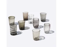 Zafferano Melting Pot Juego de 6 Vasos Monocolor - Gris - Vidrio Soplado a Mano, 32 cl - Vasos Artesanos para Agua y Cócteles