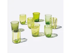 Vaso^Zafferano Melting Pot Juego de 6 Vasos Monocolor - - Vidrio Soplado a Mano, 32 cl - Vasos Artesanos para Agua y Cócteles Verde