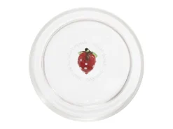 Zafferano Teca Frutta - Juego de 6 Vasos de Vidrio Borosilicato con Fresa - Vaso de 35 cl Doble Fondo Decorado a Mano, Fácilmente Lavable